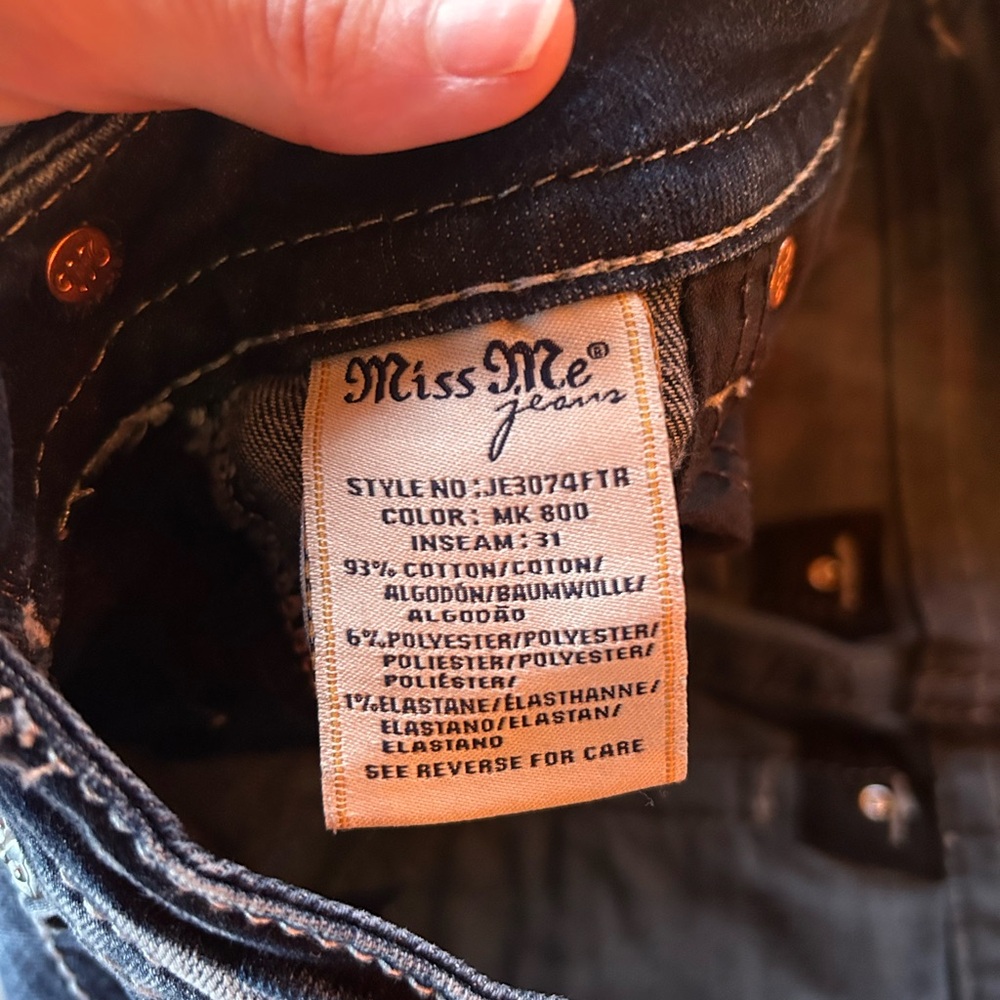 Miss Me Dark Blue Jeans with Contrast Stitching - Picture 4 of 10